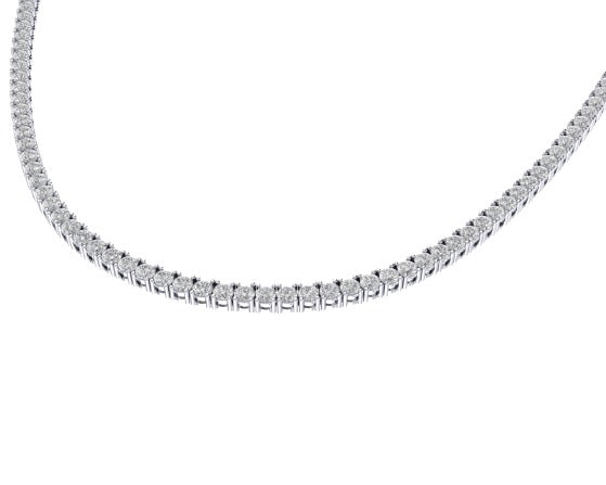 10K White Gold 4mm Round Cvd Diamond 20 Inch Tennis Necklace 14-3/4 Cttw