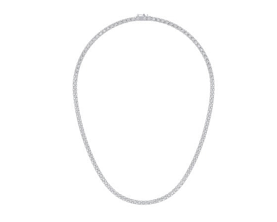 10K White Gold 4mm Round Cvd Diamond 20 Inch Tennis Necklace 14-3/4 Cttw