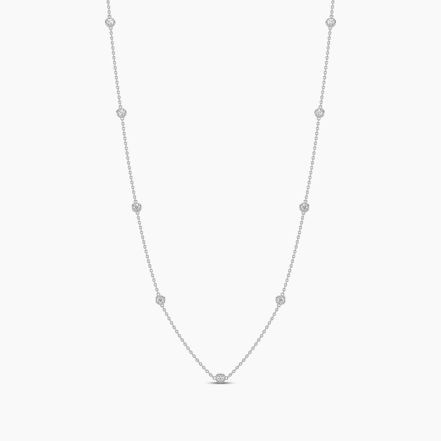 14KY Classic 0.25 Ctw Diamond Station Necklace with 9 Stones