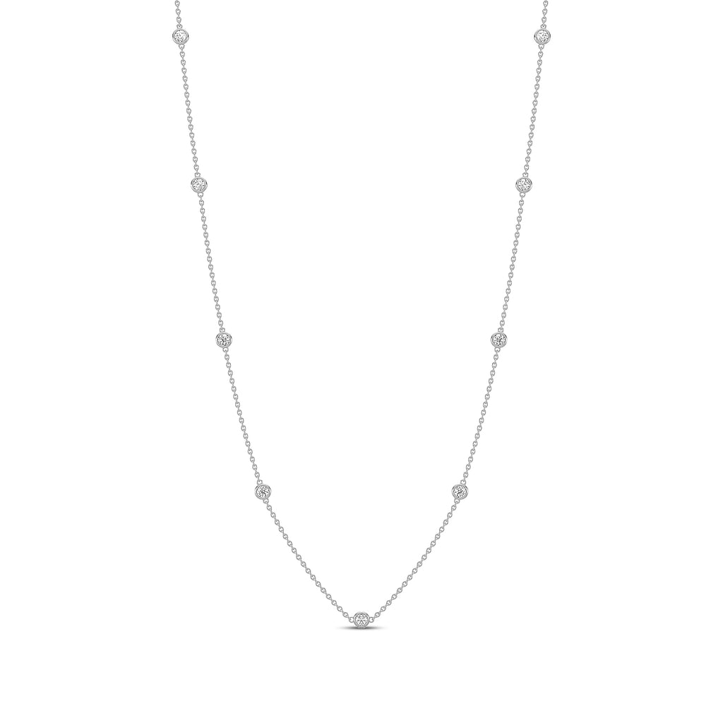 14KY Classic 0.25 Ctw Diamond Station Necklace with 9 Stones