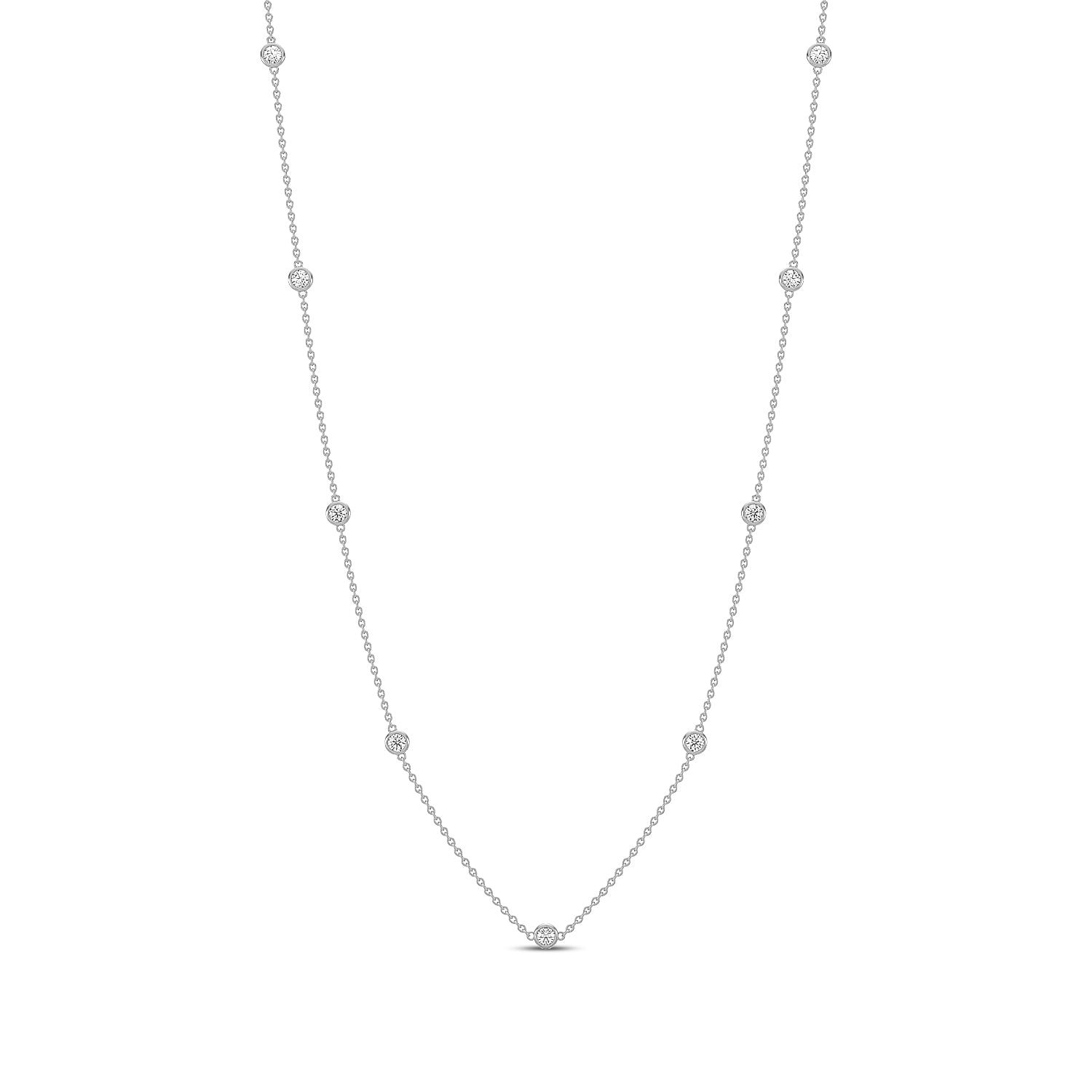 14KY Classic 0.25 Ctw Diamond Station Necklace with 9 Stones