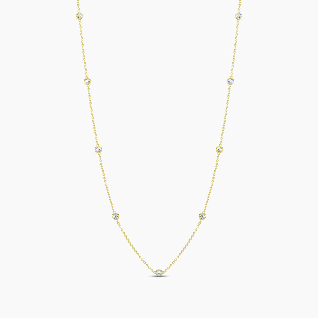 Classic 0.25 Ctw Diamond Station Necklace with 9 Stones