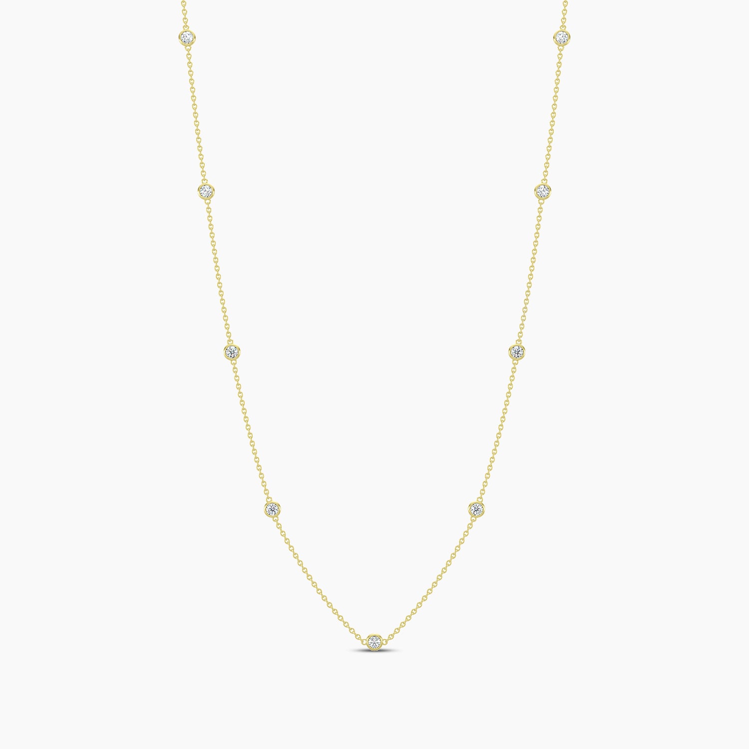 Classic 0.25 Ctw Diamond Station Necklace with 9 Stones