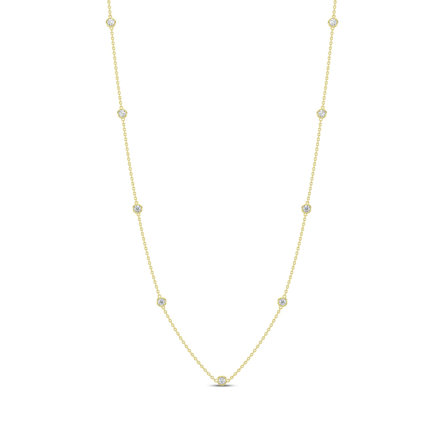 Classic 0.25 Ctw Diamond Station Necklace with 9 Stones