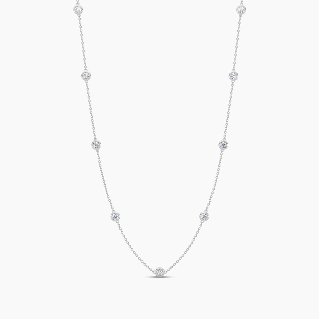 Classic 0.50 Ctw Diamond Station Necklace with 9 Stones