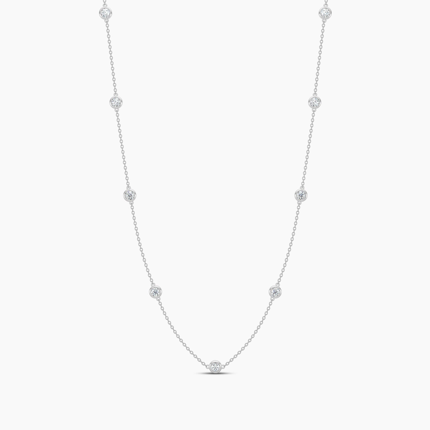 Classic 0.50 Ctw Diamond Station Necklace with 9 Stones