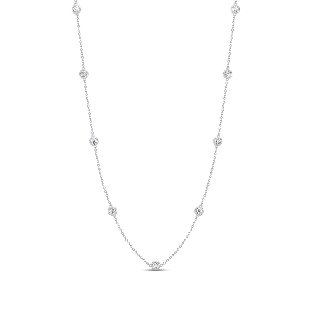 Classic 0.50 Ctw Diamond Station Necklace with 9 Stones