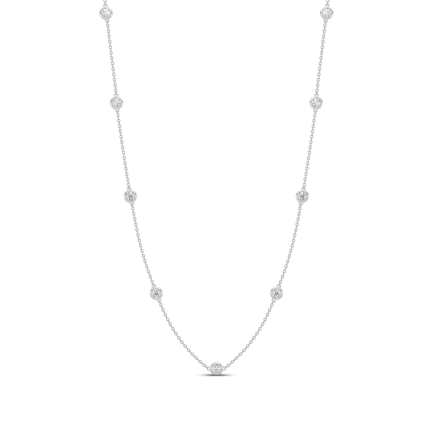 Classic 0.50 Ctw Diamond Station Necklace with 9 Stones