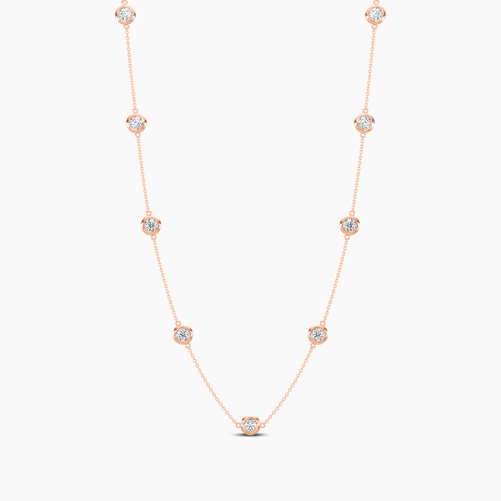Classic 2.10 Ctw Diamond Station Necklace with 9 Stones