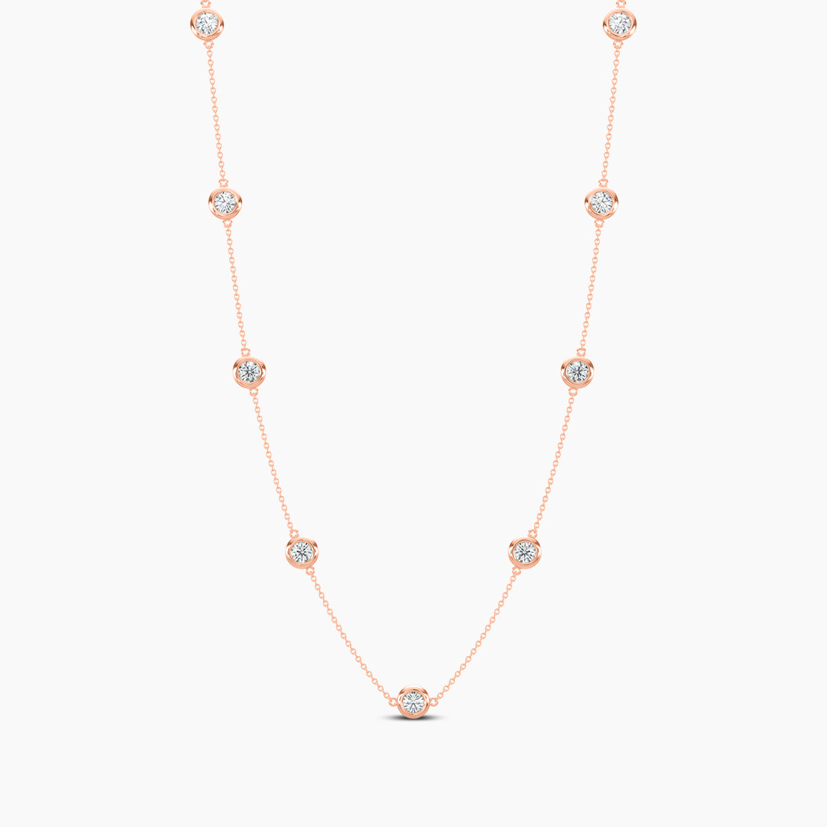 Classic 2.10 Ctw Diamond Station Necklace with 9 Stones