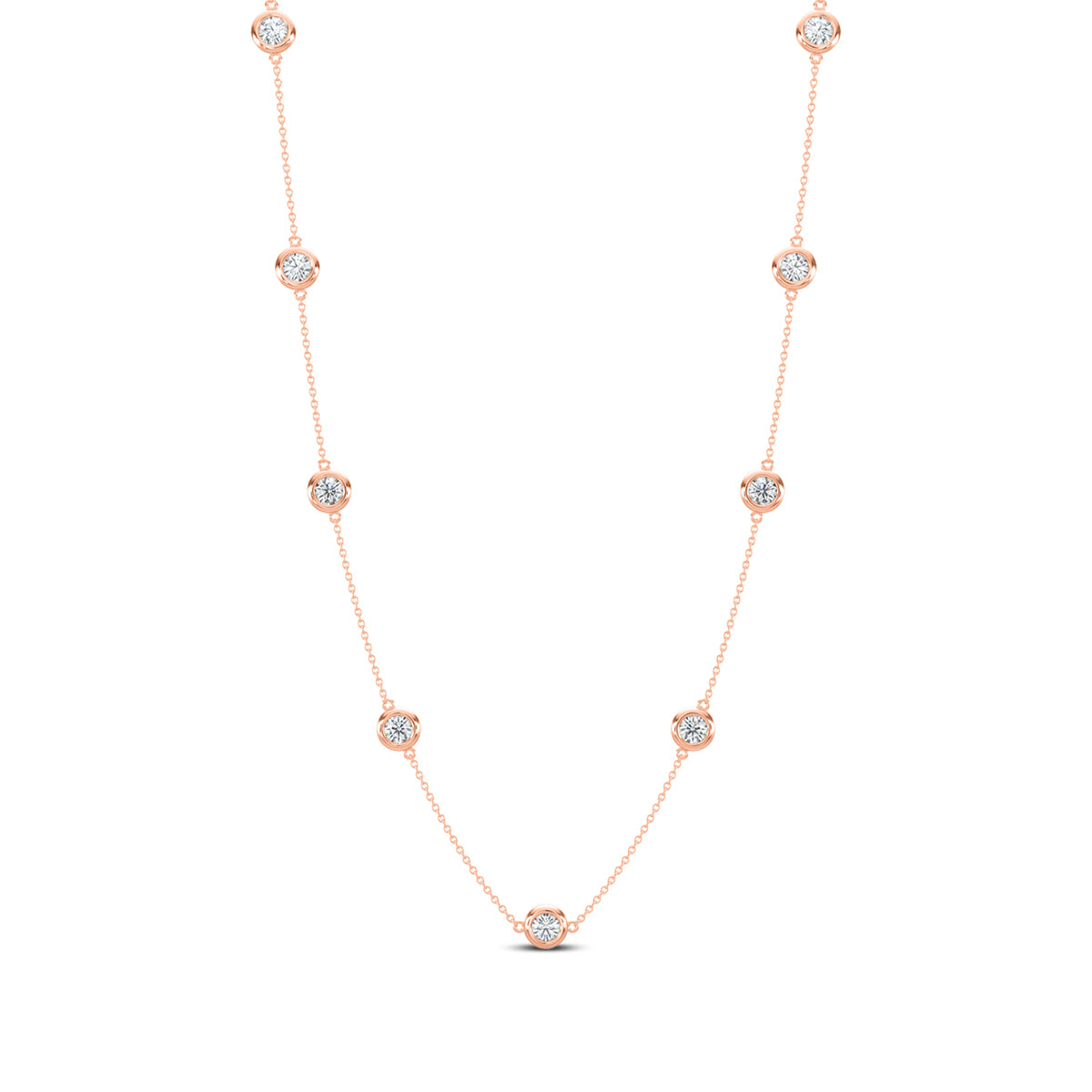 Classic 2.10 Ctw Diamond Station Necklace with 9 Stones