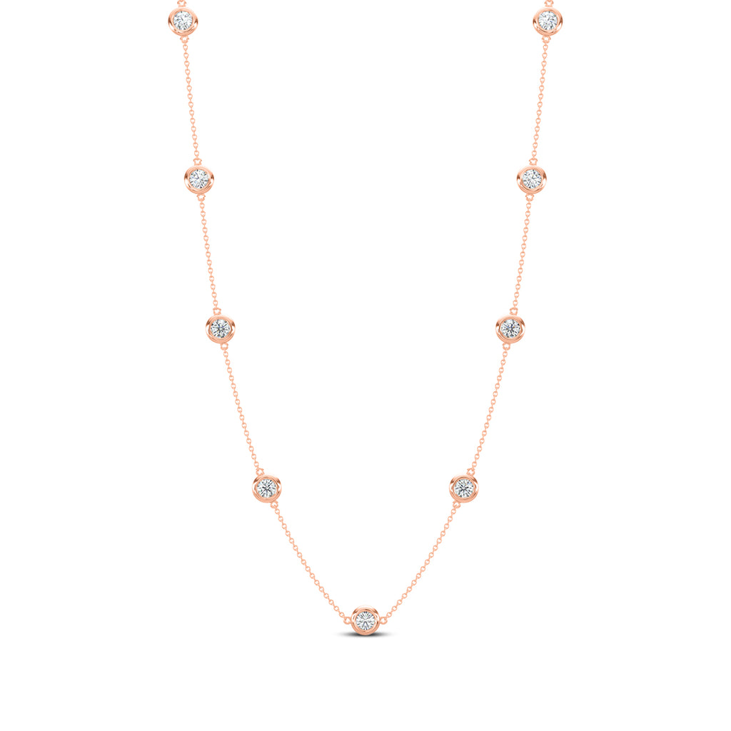 Classic 3.20 Ctw Diamond Station Necklace with 9 Stones