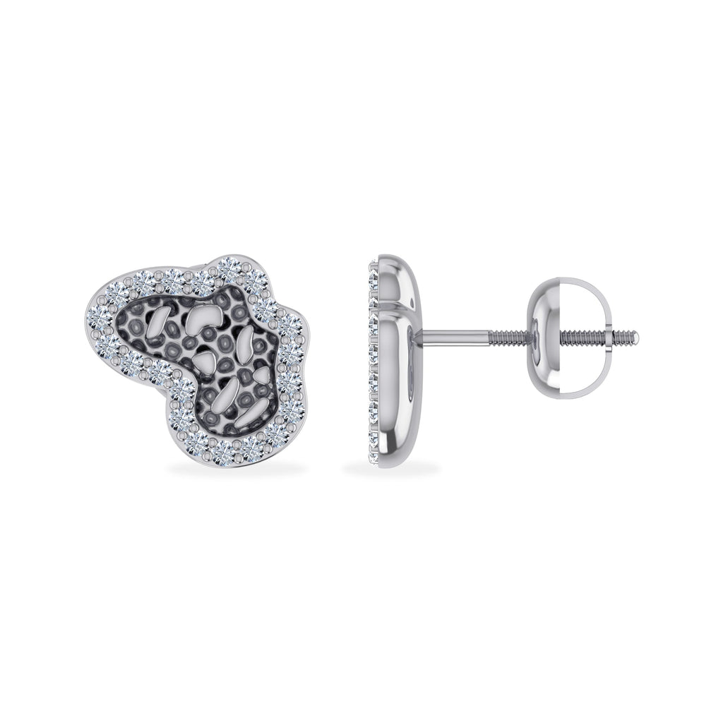 10K White Gold Nugget Diamond Stud Earrings 1/10 Cttw crafted in yellow gold with brilliant-cut diamonds