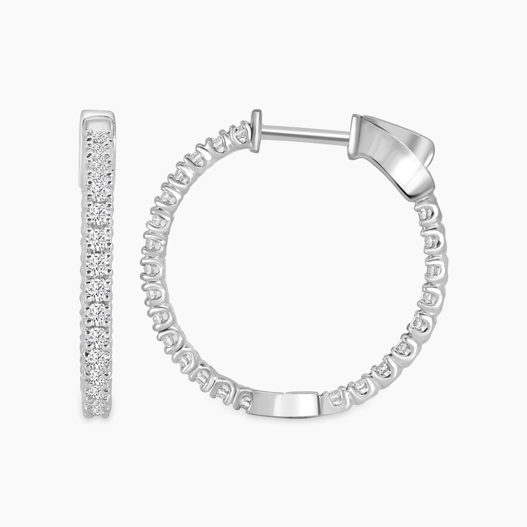 1.00 Ctw Diam In Out Hoops RD Shape