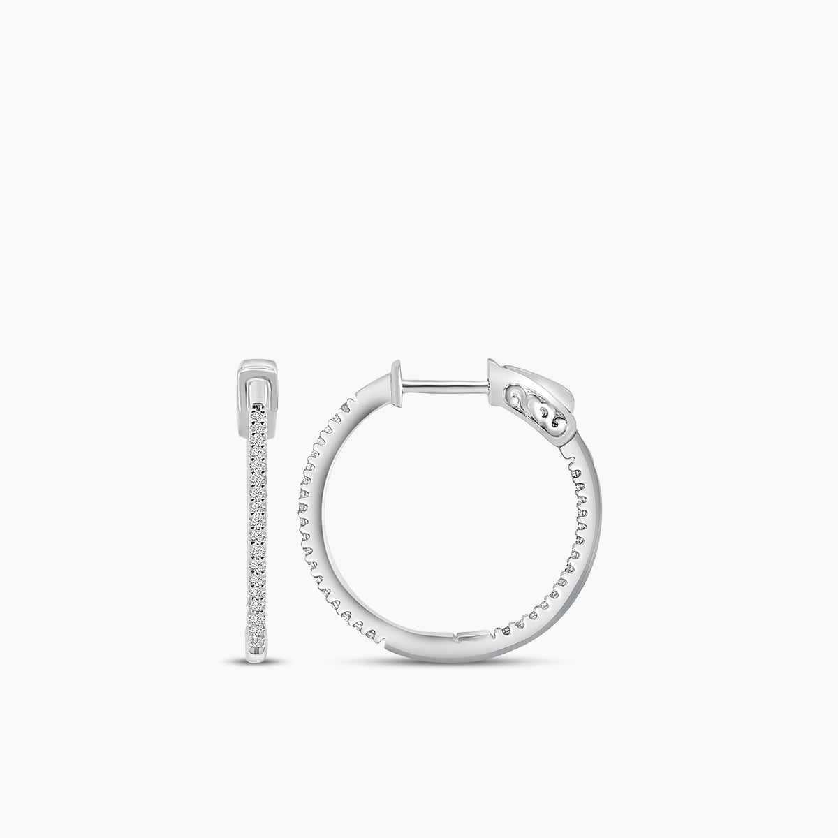 0.25 Ctw Inside Out Diamond Round Shape Earring Hoop, 0.80" Diameter