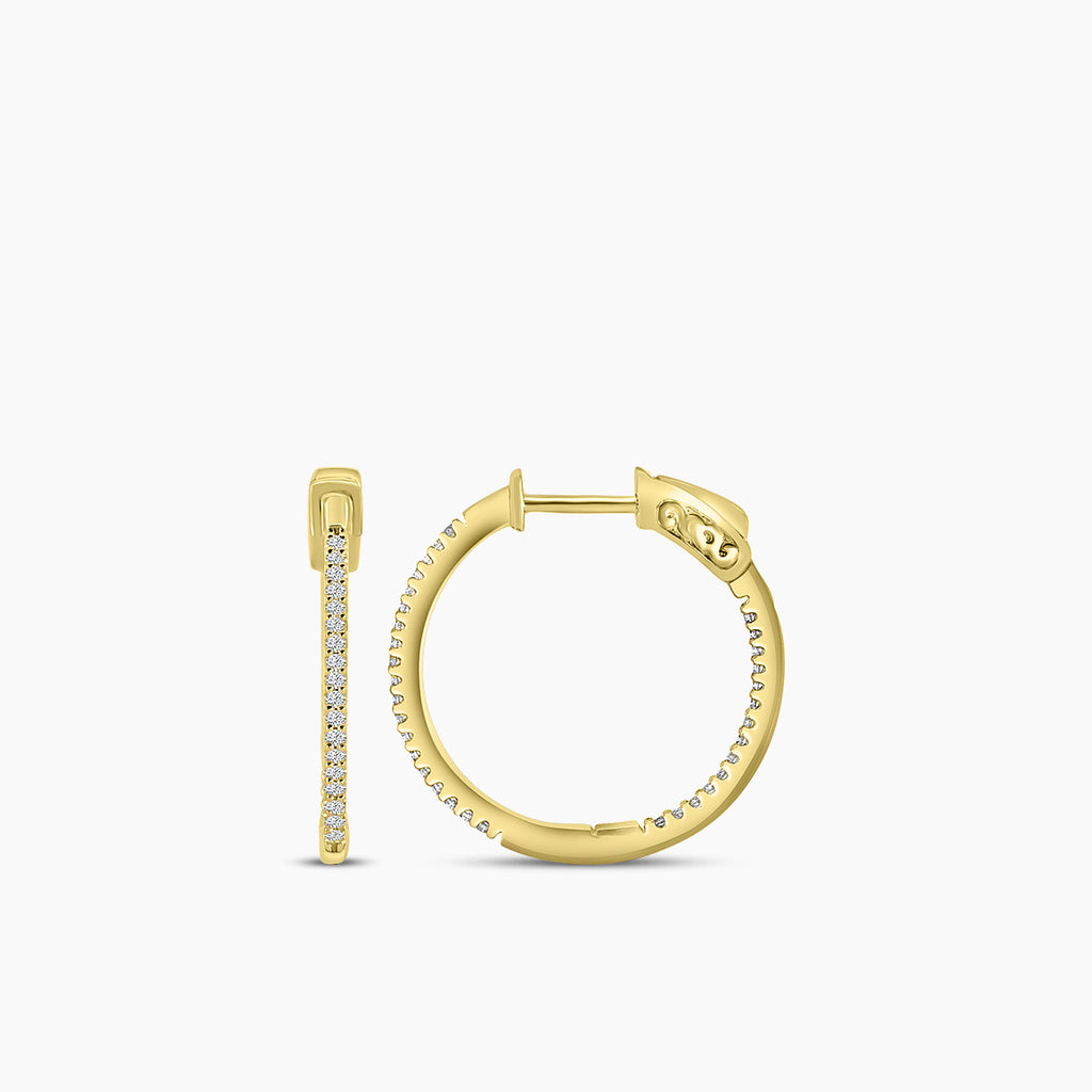 0.25 Ctw Inside Out Diamond Round Shape Earring Hoop, 0.80" Diameter