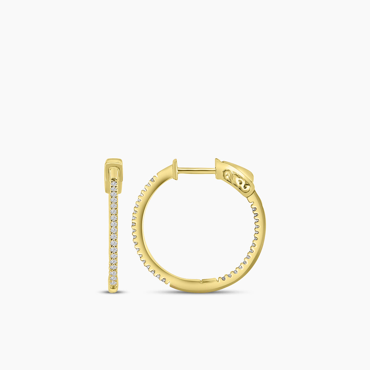 0.25 Ctw Inside Out Diamond Round Shape Earring Hoop, 0.80" Diameter