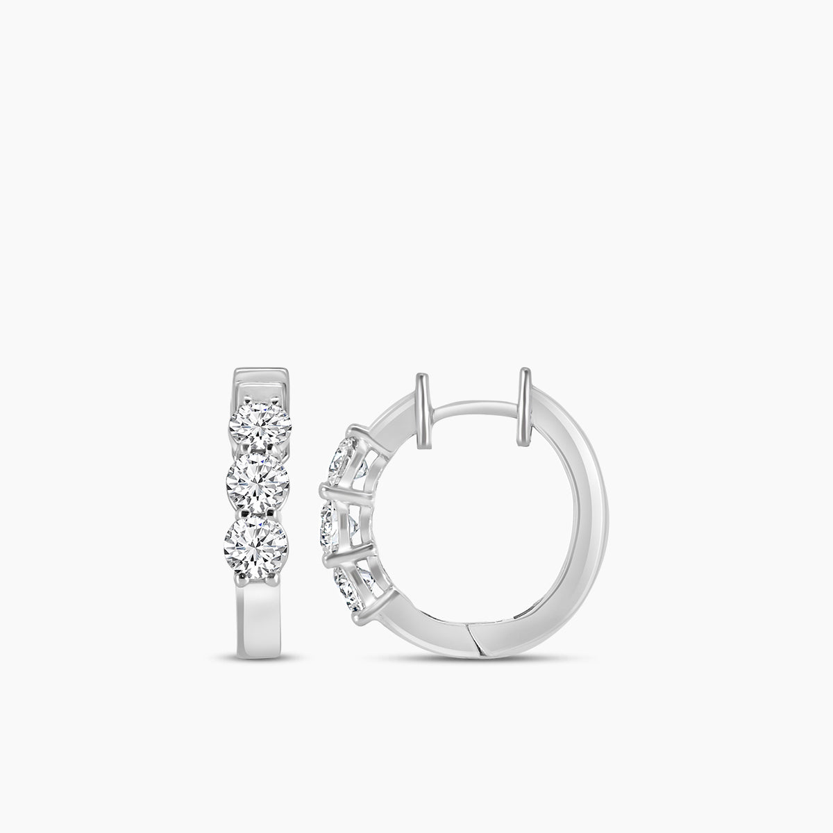 14KW 1.10 Ctw Diamond Round Earring Huggies