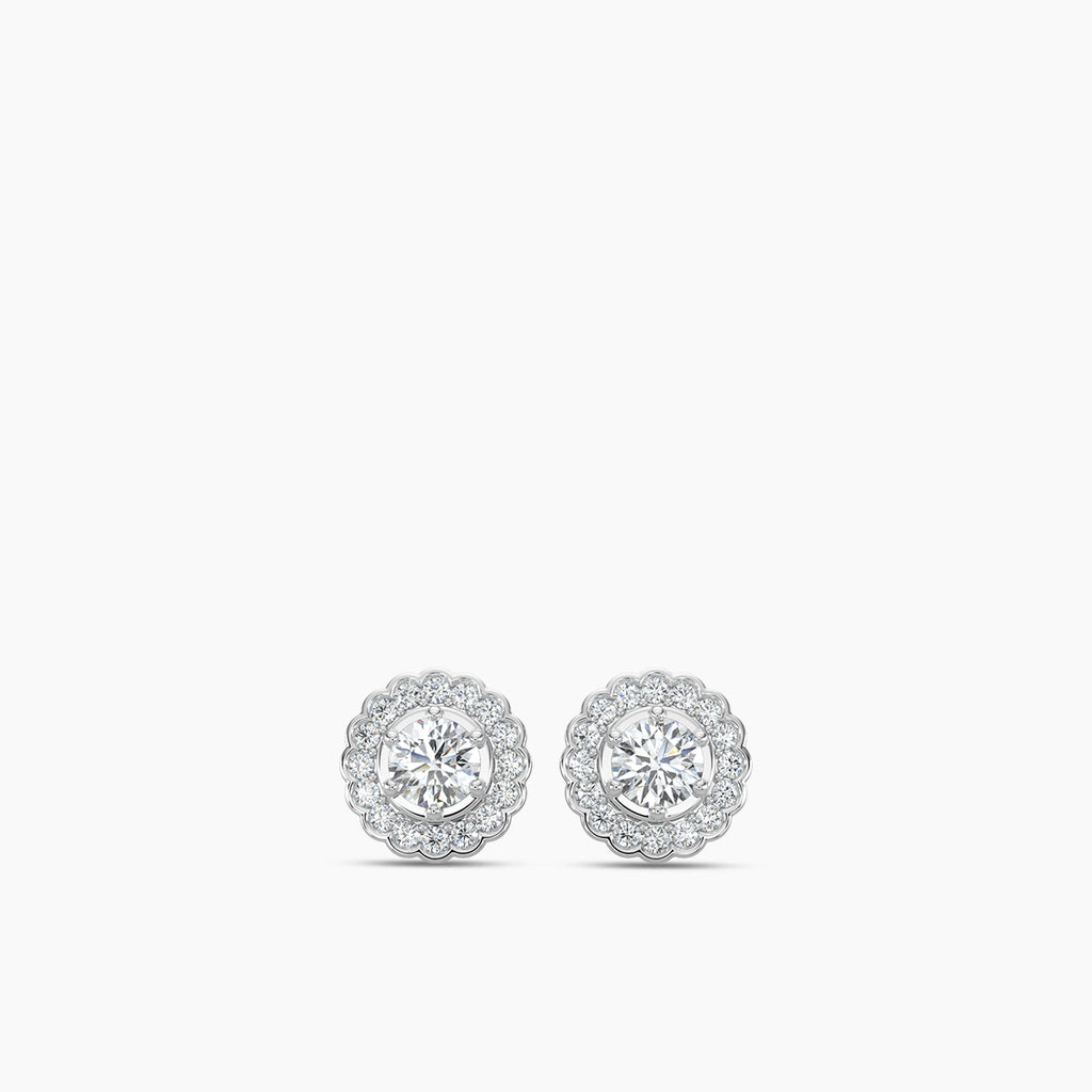 14KW 1ctw Diam Cluster Flower earring with CTR .33X2