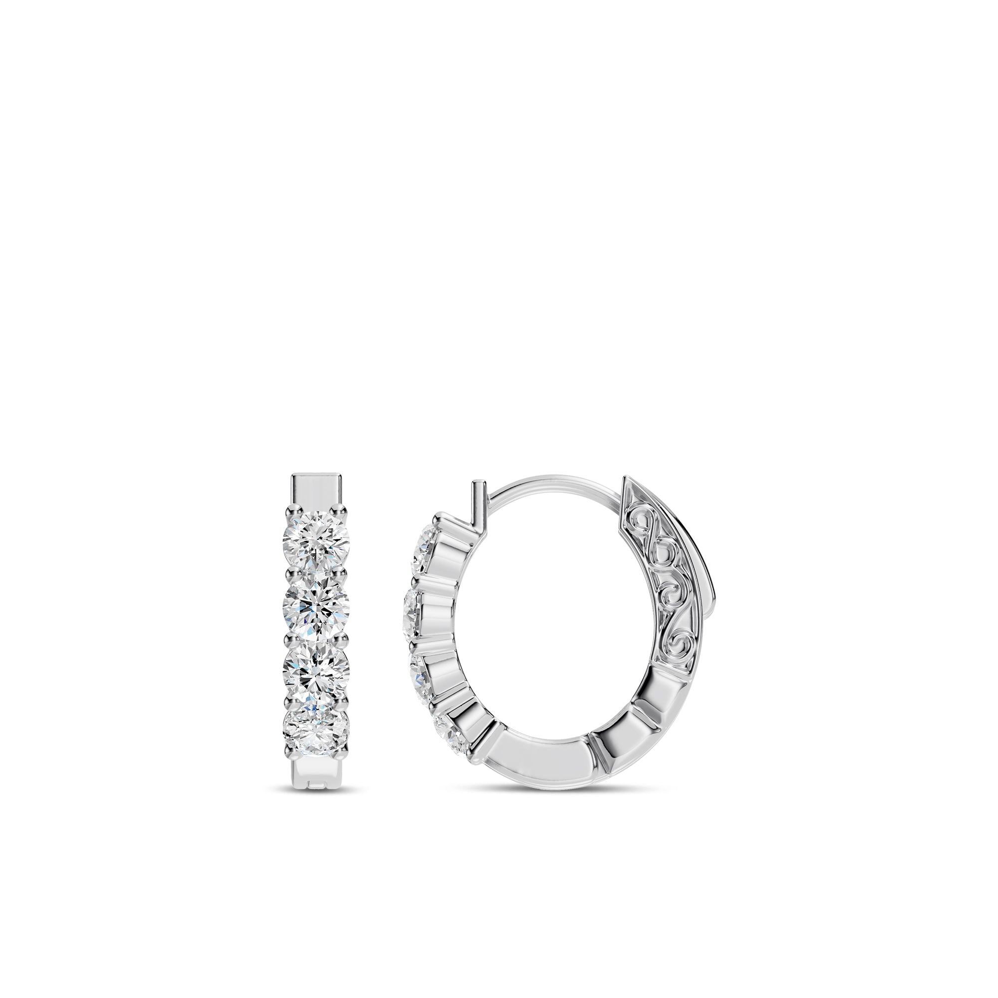 1.00 Ctw Diamond OV Shape Earring Huggies