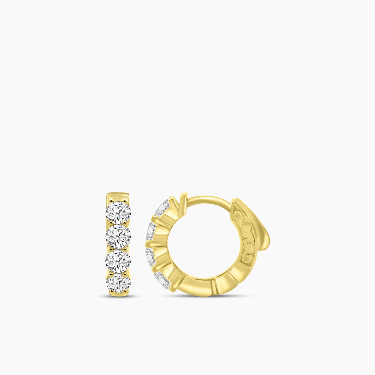 14KW 1.00 Ctw Diamond RD Shape Earring Huggies
