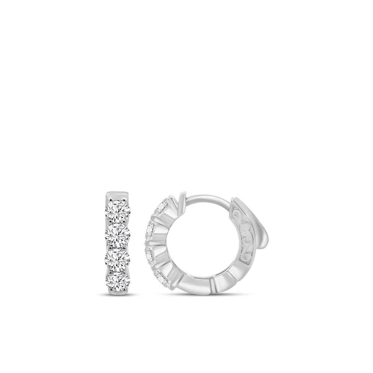 Lab Grown 1.00 Ctw Diamond RD Shape Earring Huggies