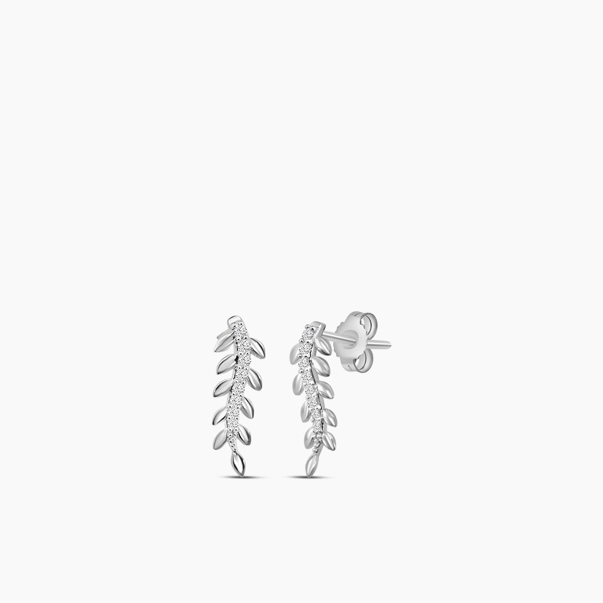 0.10 Ctw Diamond Fancy Leaf Shape Earring with Push Back