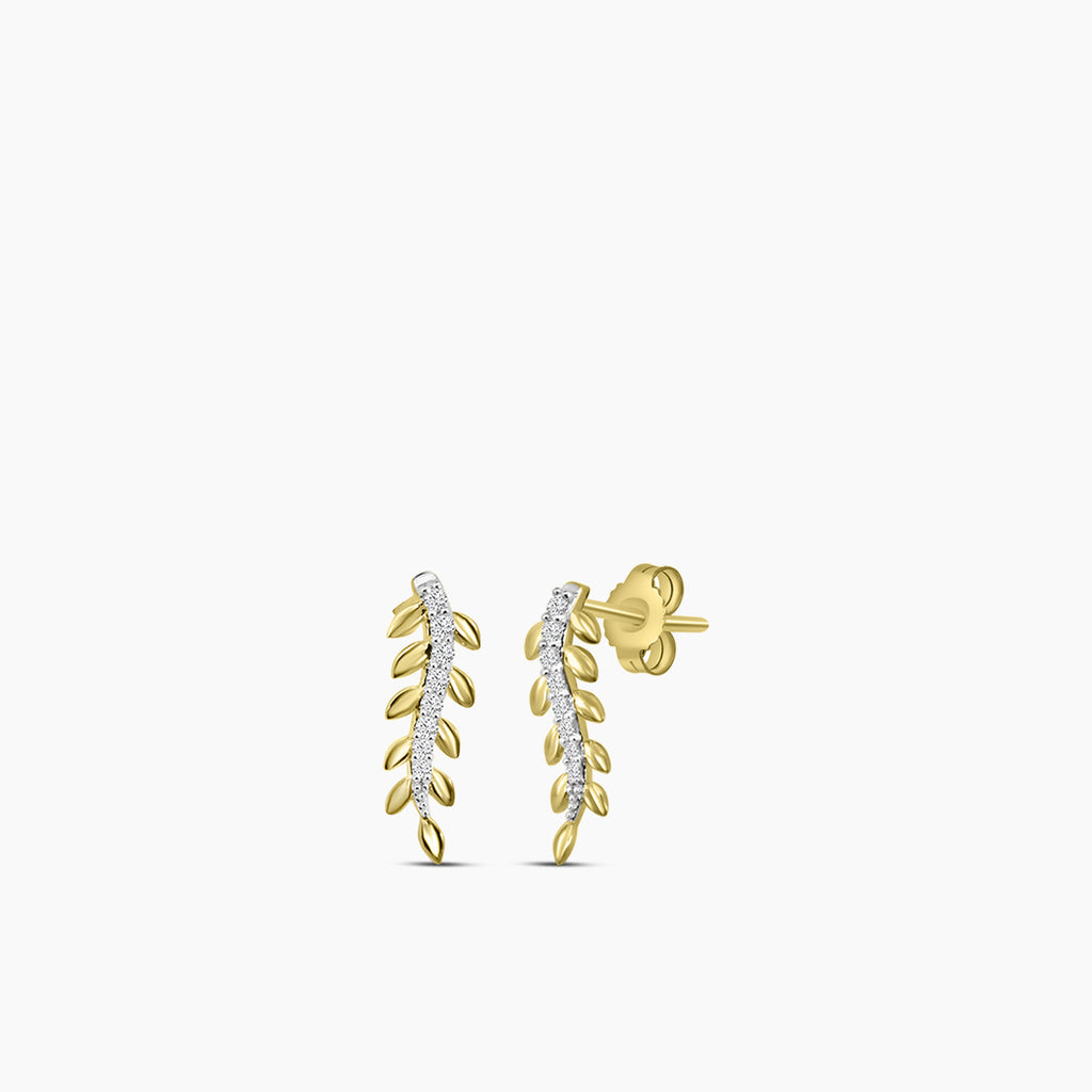 0.10 Ctw Diamond Fancy Leaf Shape Earring