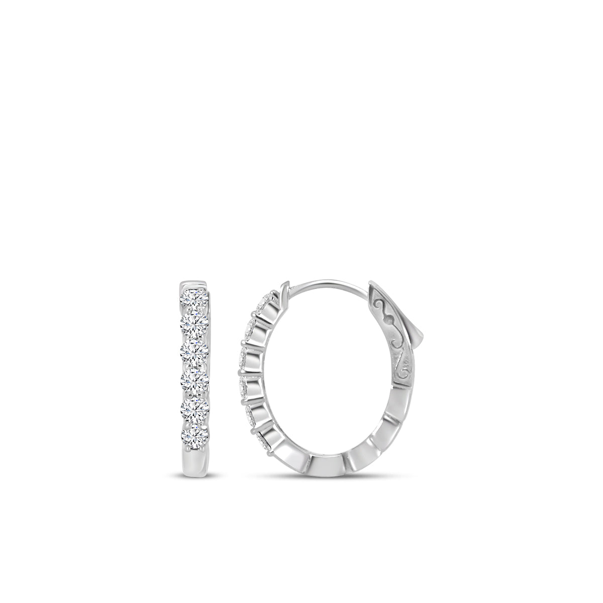 1.00 Ctw Diamond OV Shape Earring Huggies