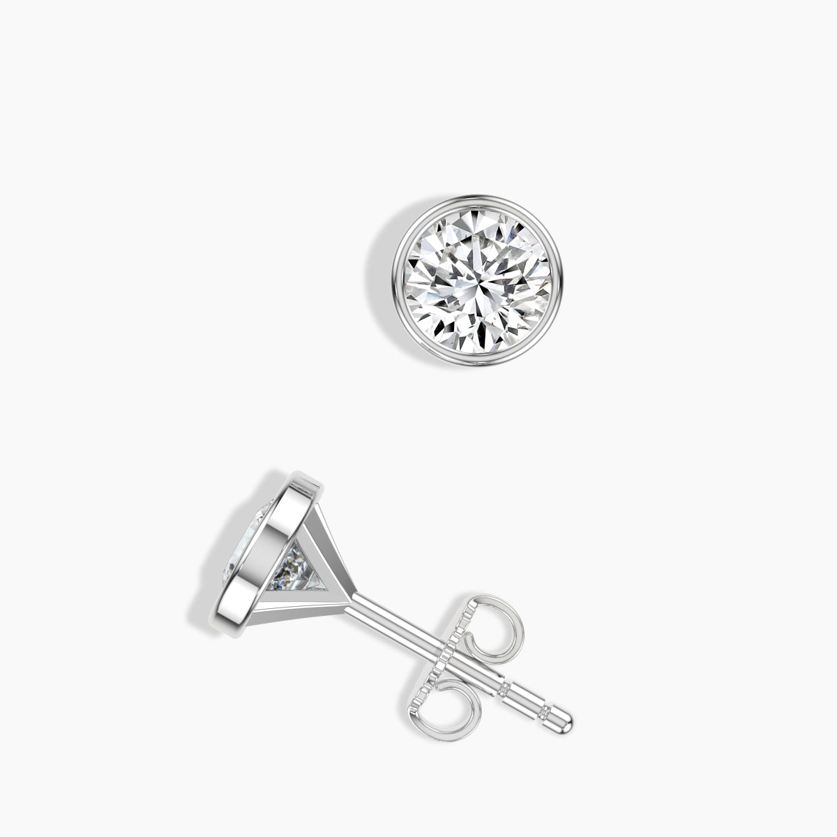 14KW 2.00 Ctw Lab Grown Diamond Bezel-Set Martini Stud with Medium Push Back