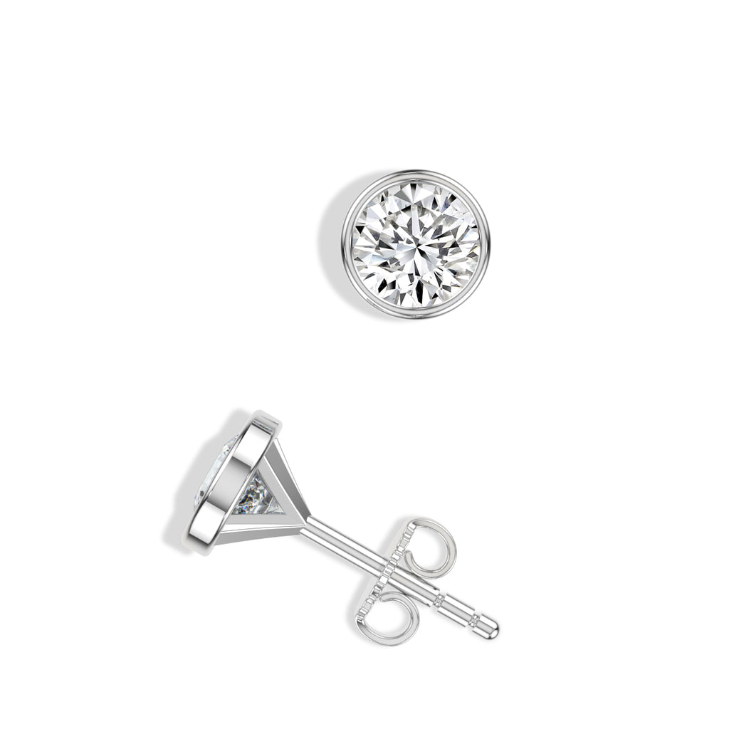 2.00 Ctw Lab Grown Diamond Bezel-Set Martini Stud with Medium Push Back