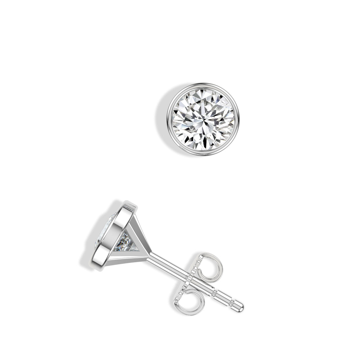 2.00 Ctw Lab Grown Diamond Bezel-Set Martini Stud with Medium Push Back