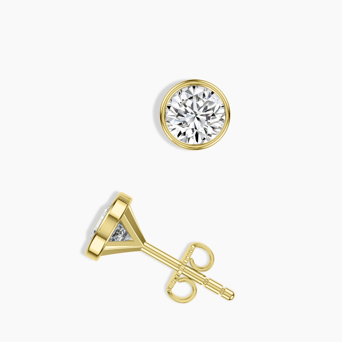 14KW 2.00 Ctw Lab Grown Diamond Bezel-Set Martini Stud with Medium Push Back