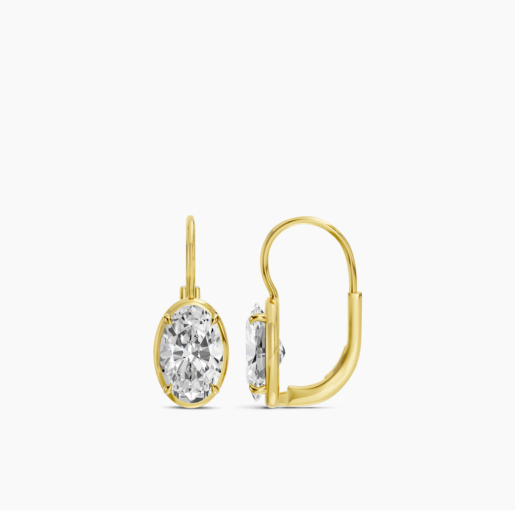 14KY 4.00 Ctw Lab Growb Diamond 4 Prong Oval Drop Earring IGI-770622086,774667323 F-E;VS1-2