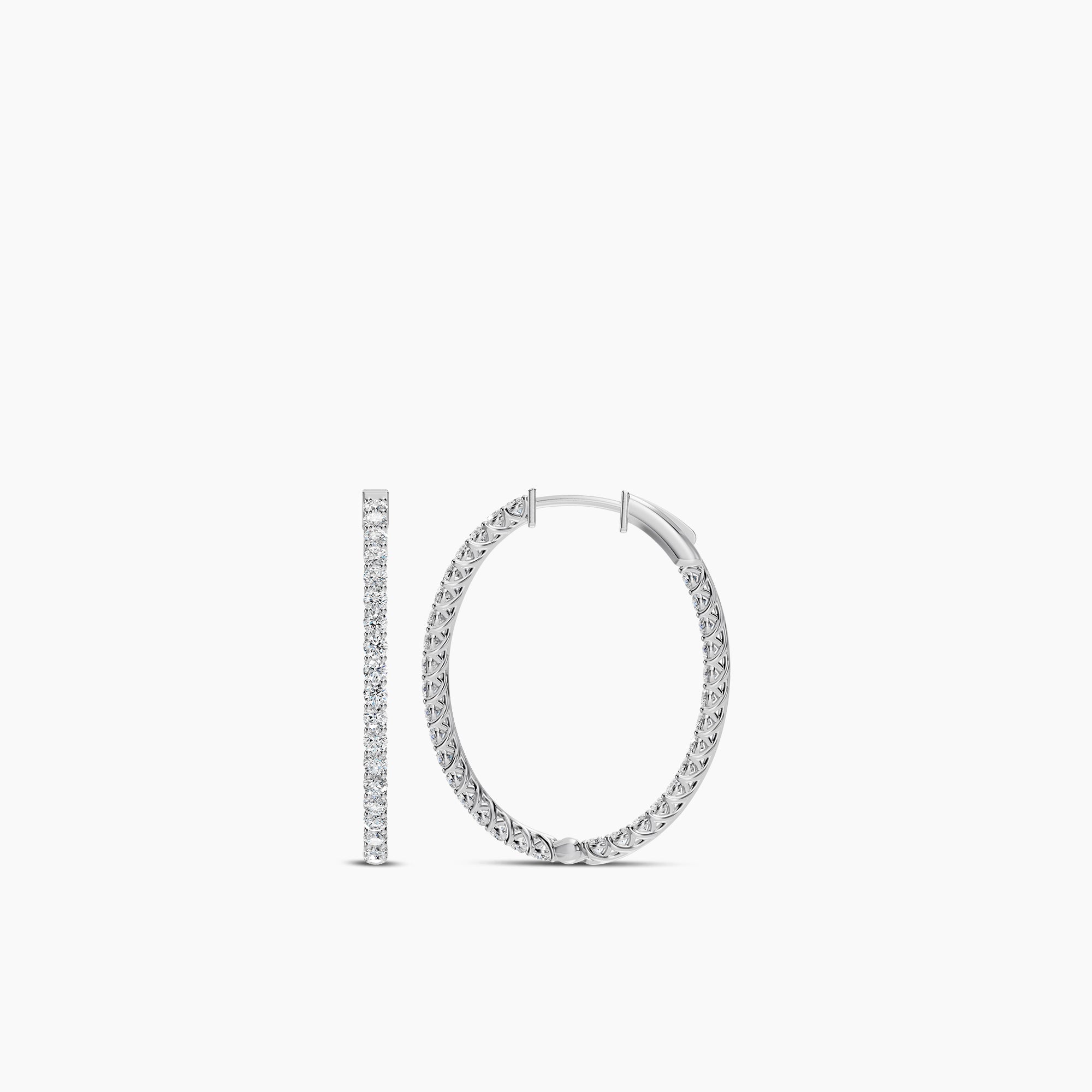 14KW 2.00 Ctw Inside Out Diamond Oval Earring Hoop