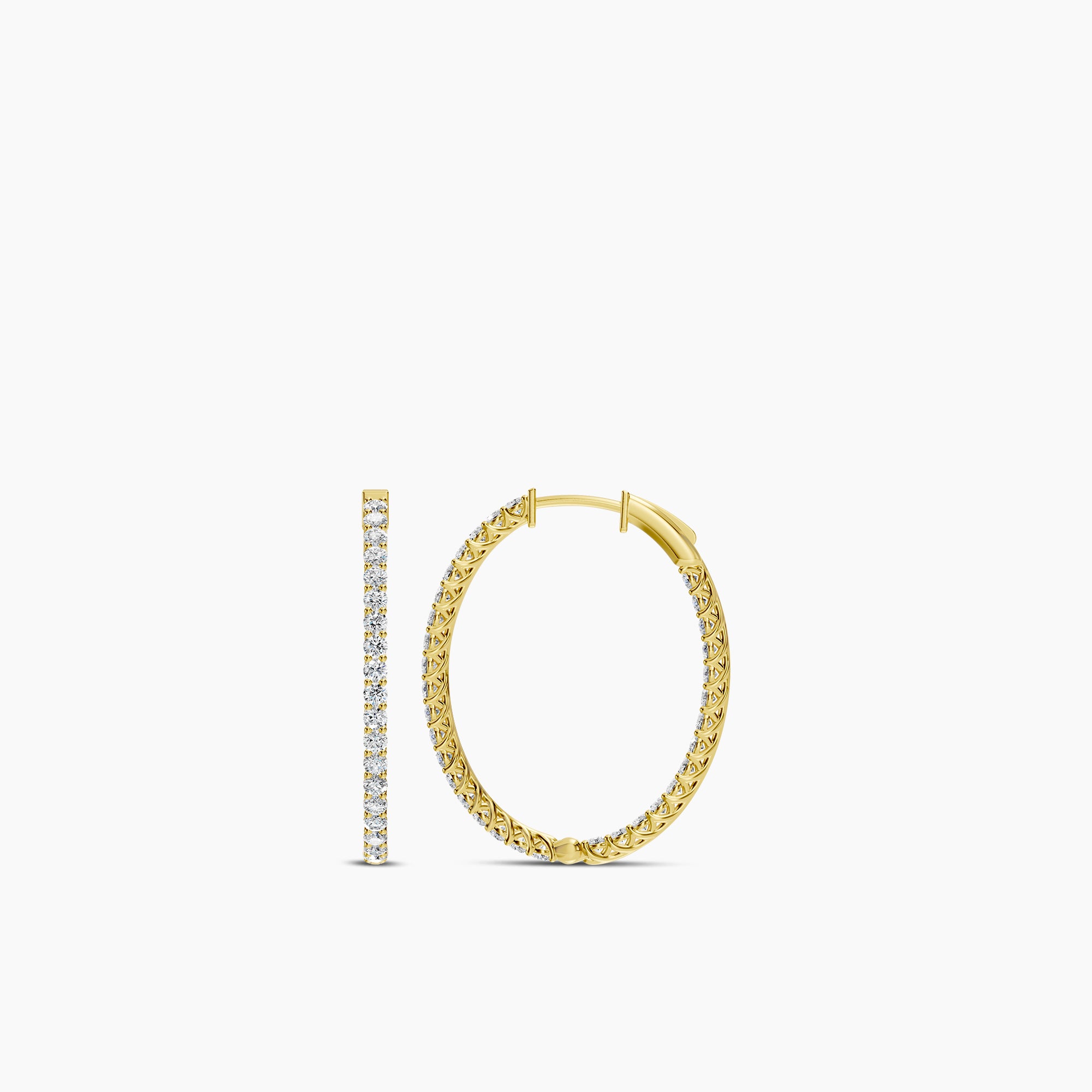 14KW 2.00 Ctw Inside Out Diamond Oval Earring Hoop