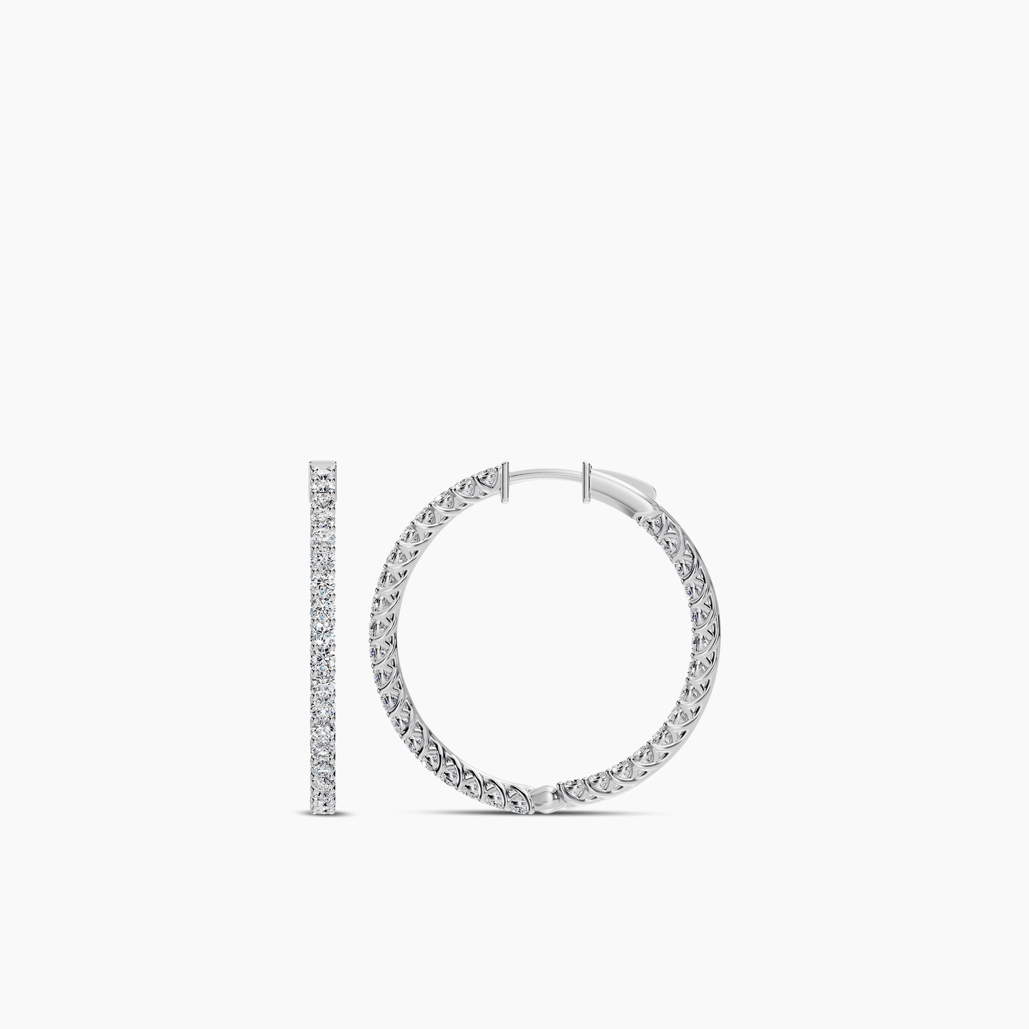 14KY 2.00 Ctw Inside Out Diamond Round Earring Hoop