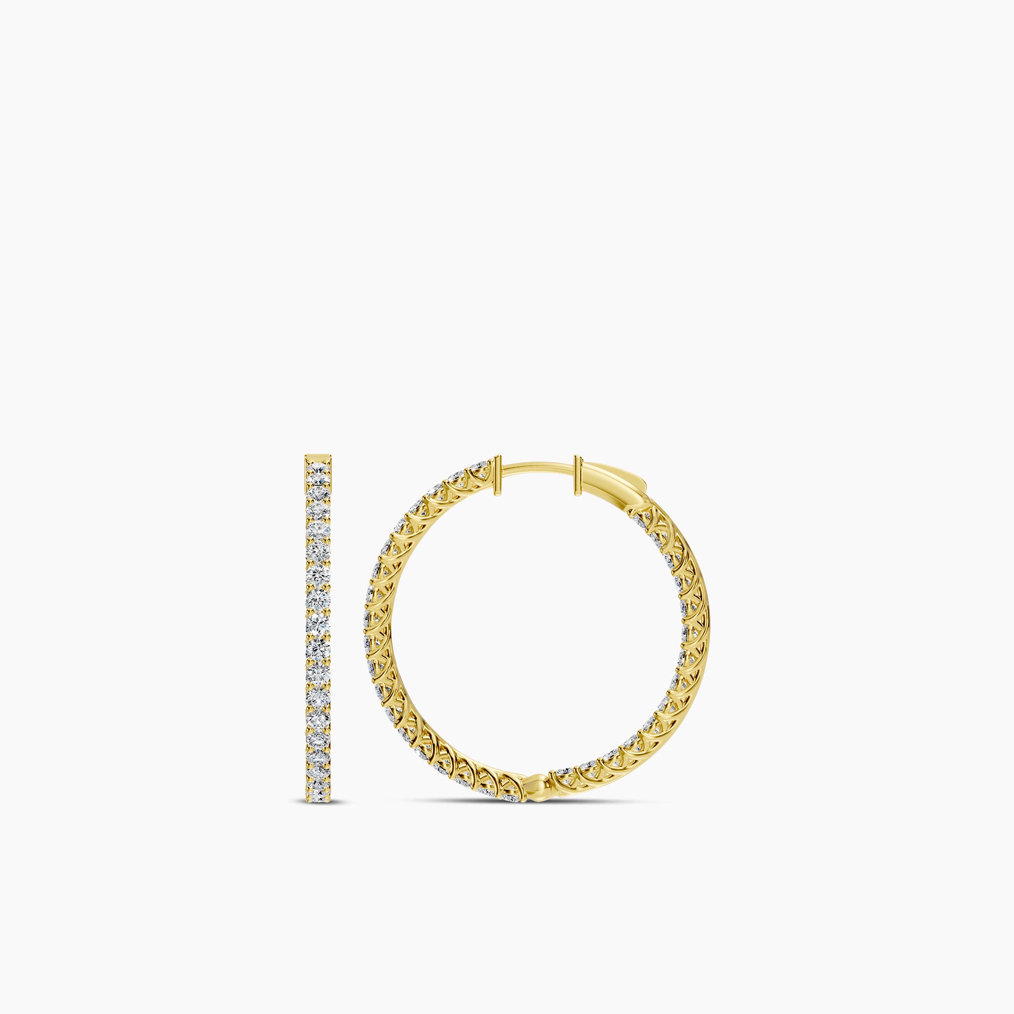 14KY 2.00 Ctw Inside Out Diamond Round Earring Hoop