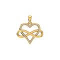 10K Yellow Gold Round Diamond Heart Shape Infinity Pendant 1/10 Cttw