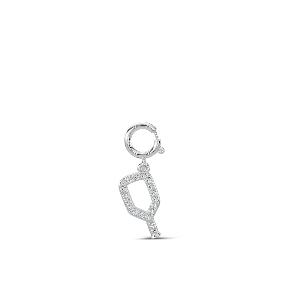 14KW 0.05 Ctw Pickleball Racquet Diamond Charm