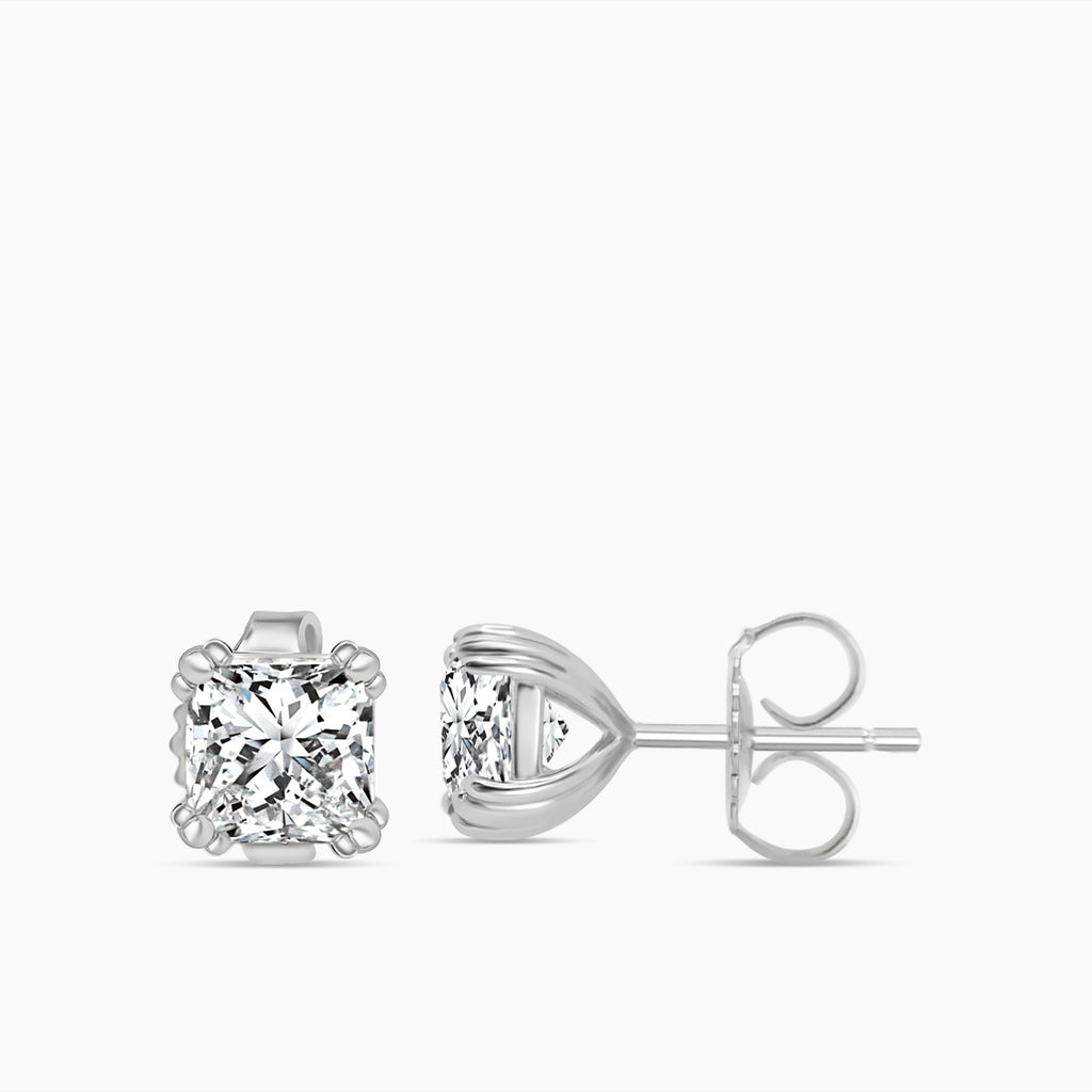 2.00 Ctw Lab Grown Diamond Triple Prong Cushion Stud with Medium Push Back