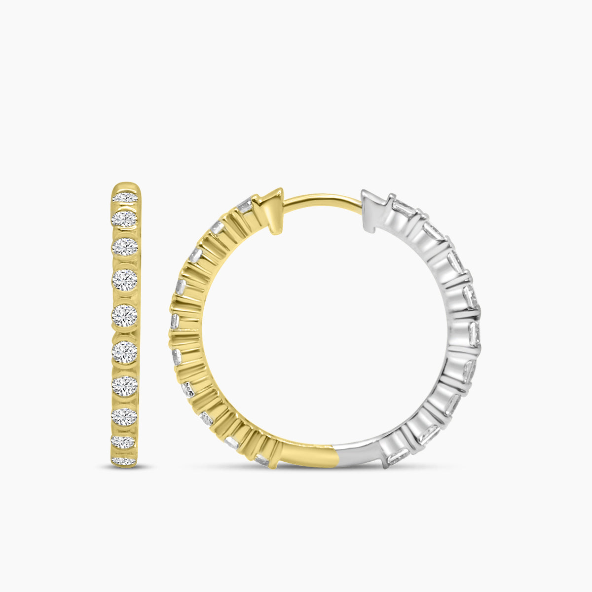 14TT 1.63 CYW ROUND & PRINCESS LAB GROWN DIAMOND HOOP EARRING
