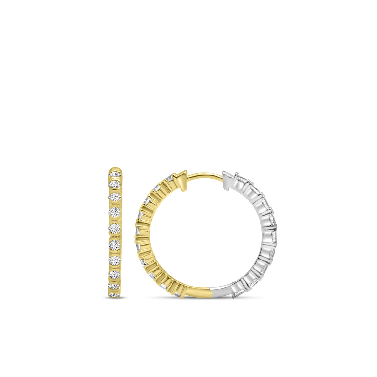 14TT 1.63 CYW ROUND & PRINCESS LAB GROWN DIAMOND HOOP EARRING