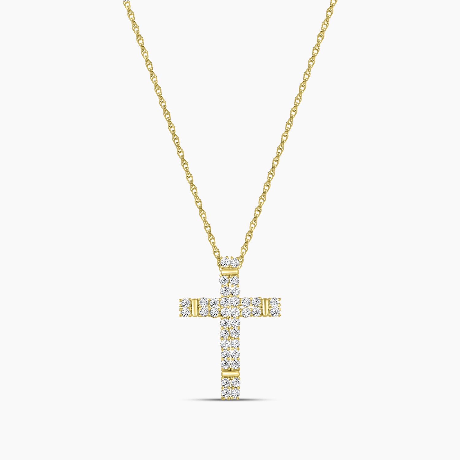 10KY 1.00 CTW LAB GROWN DIAMOND CROSS PENDANT WITH CHAIN