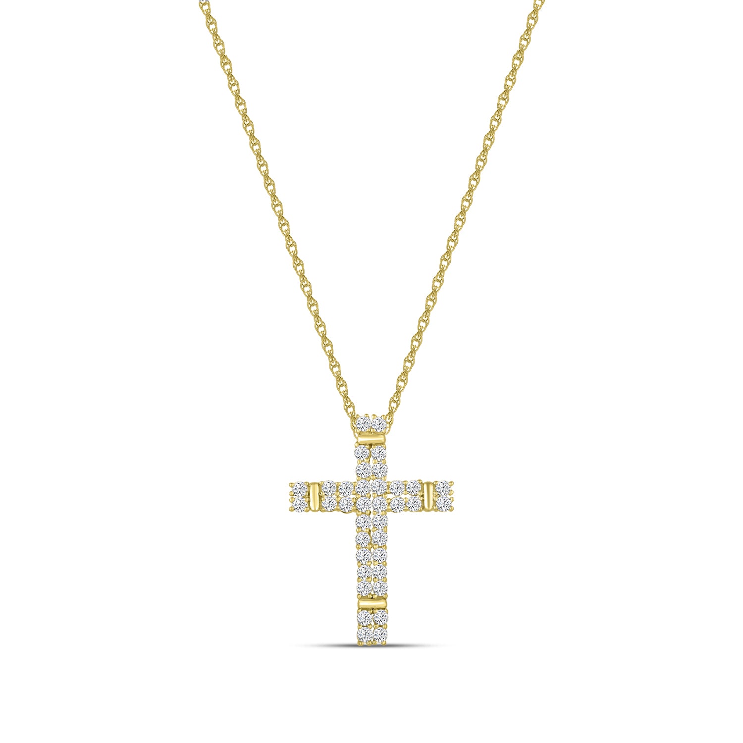 10KY 1.00 CTW LAB GROWN DIAMOND CROSS PENDANT WITH CHAIN