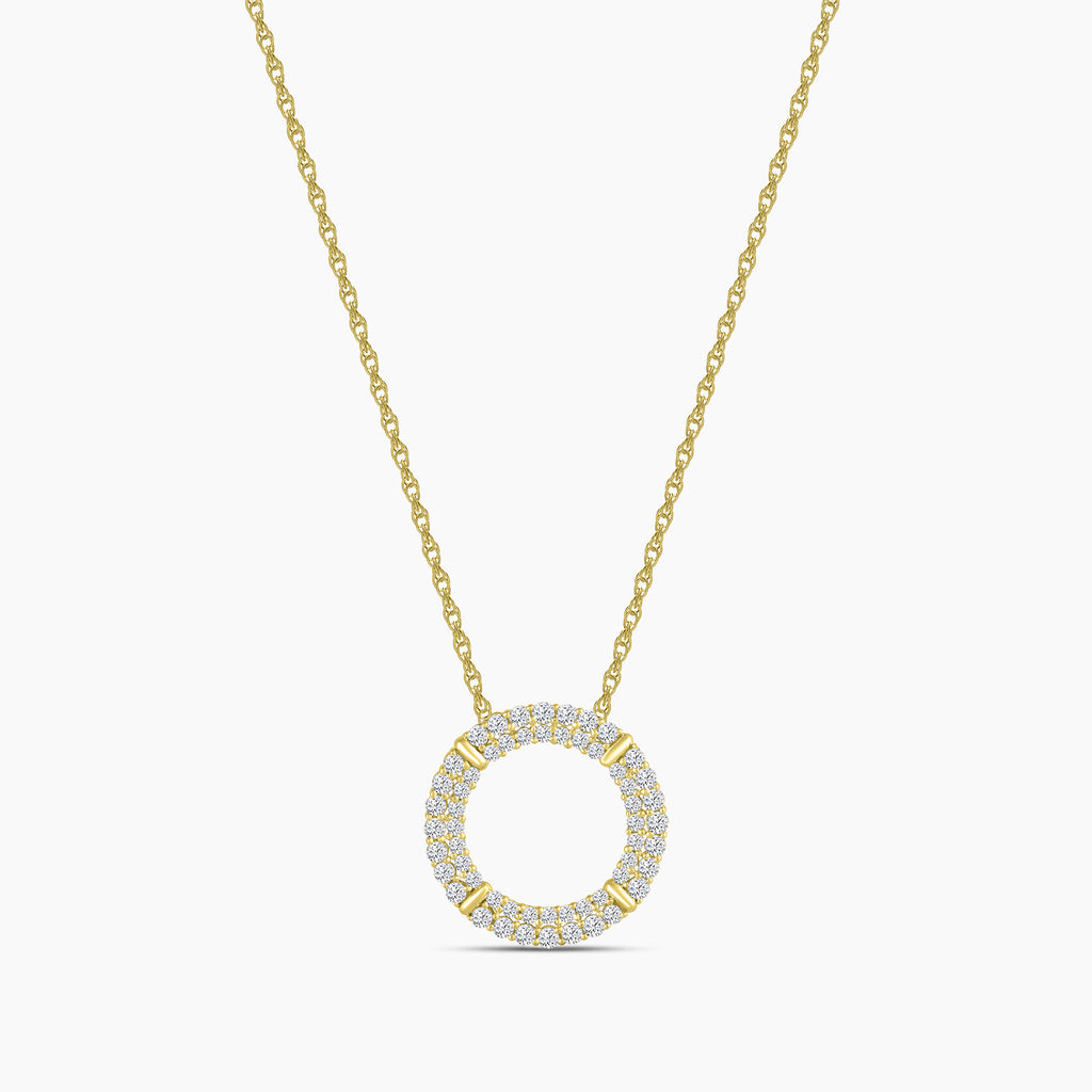 10KY 1.00 CTW LABD GROWN DIAMOND CIRCLE PENDANT WITH CHAIN