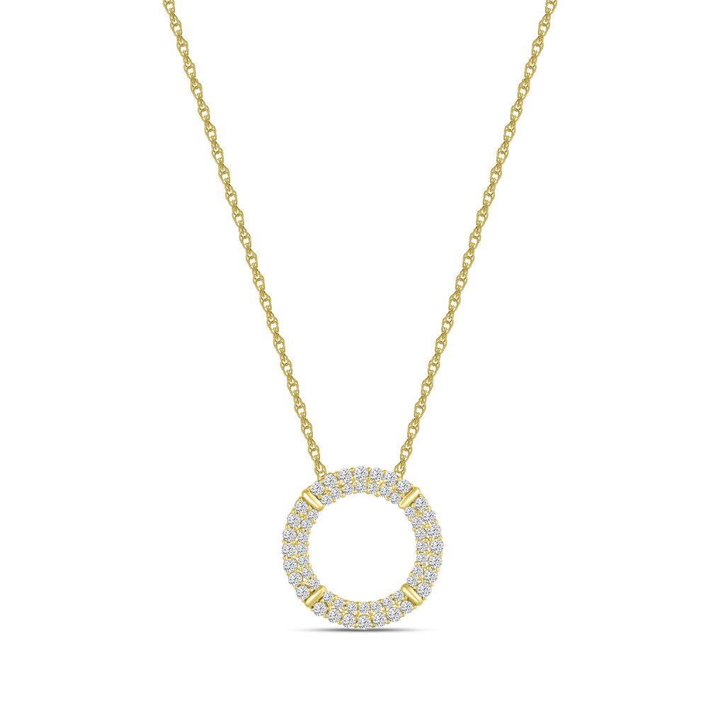 10KY 1.00 CTW LABD GROWN DIAMOND CIRCLE PENDANT WITH CHAIN