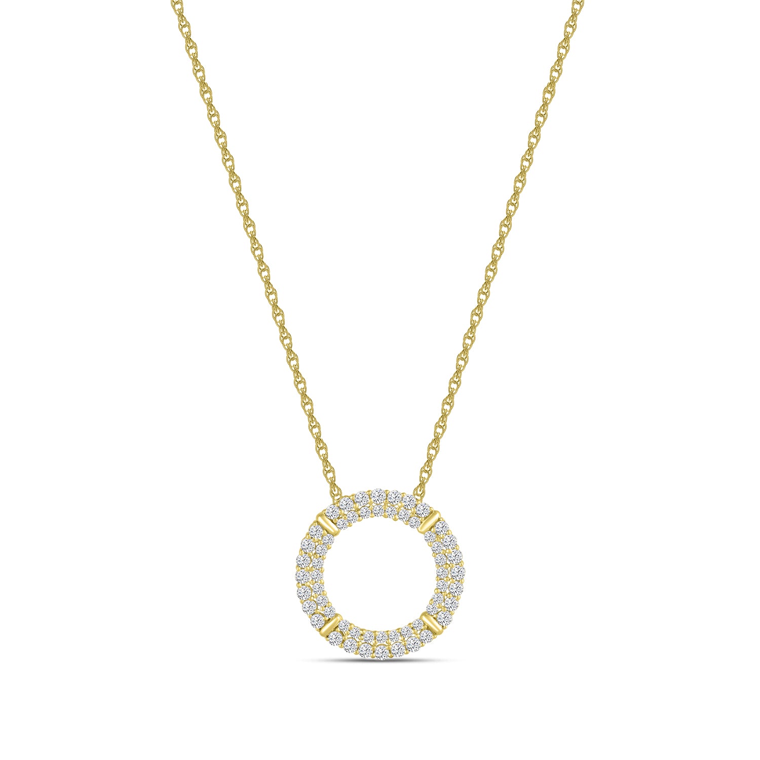 10KY 1.00 CTW LABD GROWN DIAMOND CIRCLE PENDANT WITH CHAIN