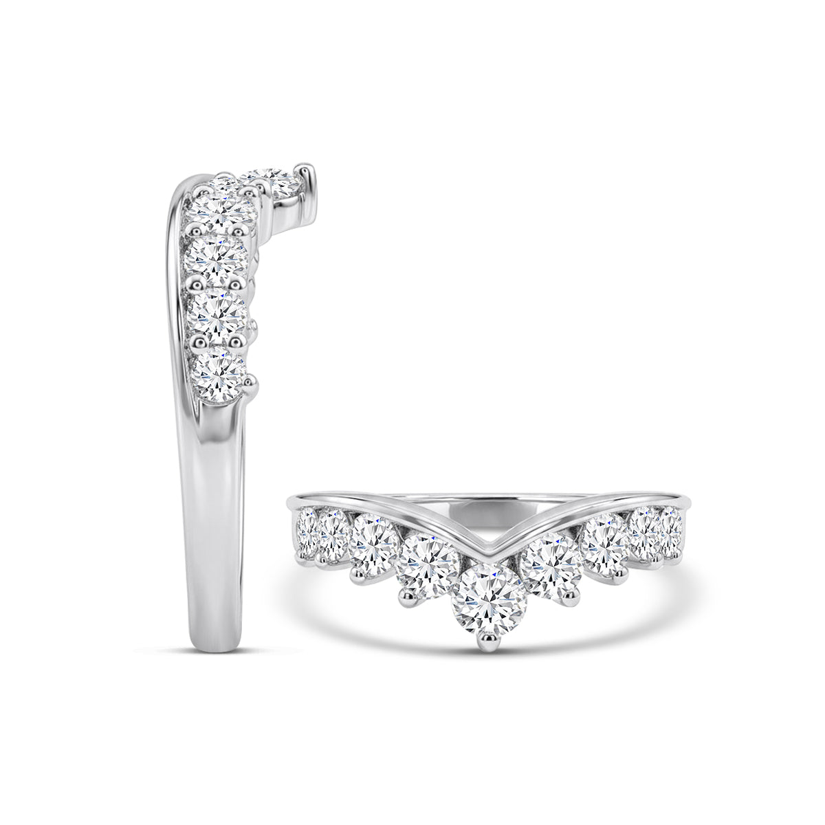14KW 1.00 CTW LAB GROWN DIAMOND CHEVRON BAND RING
