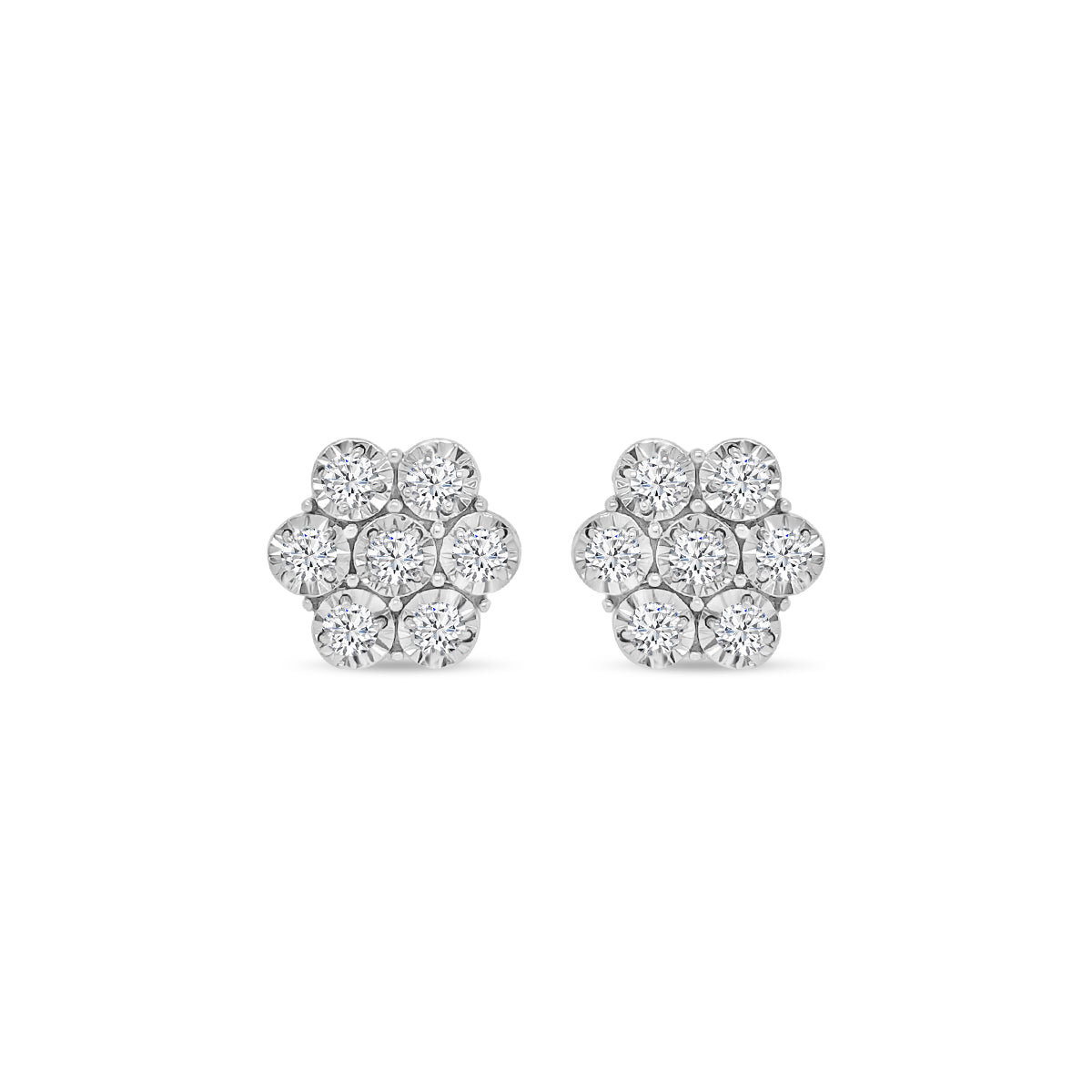 1 Ctw Diam 7 stone Flower Earrings with Miracle Plating
